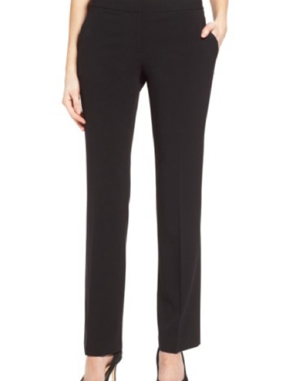 Vince Camuto Black Straight-Leg Work Trousers Pants 4